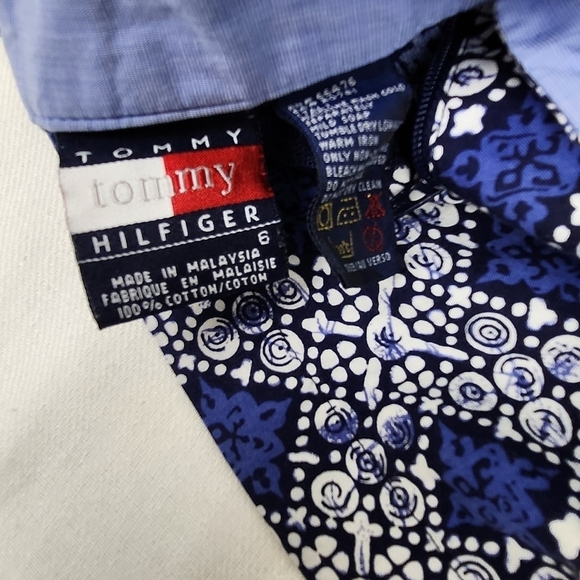 Vintage Tommy Hilfiger Blue & White Designed 100% Cotton Shorts - Picture 5 of 8